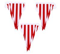 TOPPERFUN 3 Pièces Banderoles de Fête Circus Carnival de Fanions à Rayures Rouges et Blanches Décorations Suspendues pour Anniversaire Mariage et Événements Festifs