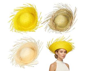TOPPERFUN 3 Pièces Chapeau de Soleil Tropical en Paille pour Festivals D'été et Pool Party, Protection Solaire, Qualité Artisanale, Style Hawaïen Authentique et Coloris Variés