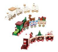 TOPPERFUN 3 Pièces Décoration de Noël de Train, Petit Train en Bois, Décor de Bureau, Style Adorable et Vif, pour Vitrine, Boutique et Noël