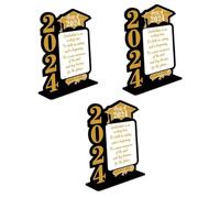 TOPPERFUN 3 Pièces Décoration en Bois invité Faire la fête Mots accueillir Toppers Décorations de Remise des diplômes Accessoire de Mise en Page de fête des diplômés