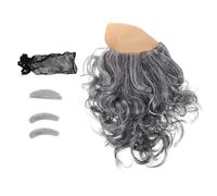 TOPPERFUN 3 pièces Kit Déguisement Crâne Chauve avec Perruque Grise Barbe et Sourcils Coiffure Réaliste pour Costume Homme Âgé Halloween et Fêtes à Thème