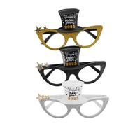 TOPPERFUN 3 Pièces Lunettes de An Accessoires Amusants pour Célébrations Décorations Photo Style Chatoyant Paillettes Noires Dorées Argentées