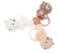 TOPPERFUN 3 Pièces Silicone Straw Tips Cover Reusable Bear Shape Straw Protector For Diameter Bubble Tea And Juice Cute And Bear Design