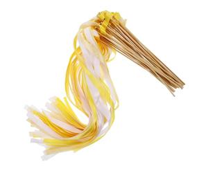 TOPPERFUN 30 Pièces Décoration De De Fée Recherche De Registre De Mariage Accessoires De Piste De Danse Sortie De La Ruban De Mariage Ruban De Dentelle Baguettes Chiffon Jaune