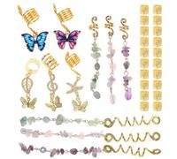 TOPPERFUN 31 pièces Accessoires Cheveux Tresses Dorés Anneaux Décoratifs pour Dreadlocks et Tresses Africaines Bijoux de Cheveux pour Coiffures Sécurisées et Stylées