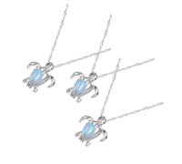 TOPPERFUN 3pièces Collier Pendentif Tortue Lumineuse Femme Fille Bijoux Alliage Cadeau Anniversaire