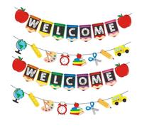TOPPERFUN 4 Banderoles de Bienvenue Rentrée Scolaire - Lot de 4 Pièces Drapeaux Suspendus Colorés - Décoration pour Salle de t Fête du Premier Jour D'école