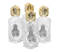 TOPPERFUN 4 Flacons D’Eau Bénite Catholiques en Verre 16ml, Motif Rose | Réutilisables, Format Voyage, pour Parfum et Huiles Essentielles, Usage Quotidien, Pèlerinages, Garçon et Filles Chrétiens