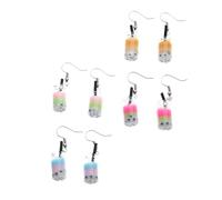 TOPPERFUN 4 paires Boucles Oreilles Fantaisie Milk Tea Créatives Pendantes pour Femmes Accessoires Adorables pour Fêtes et Usage Quotidien Couleur Aléatoire Réutilisable Couleur Aléatoire