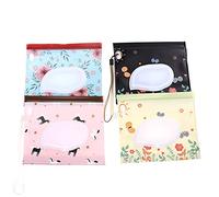 TOPPERFUN 4 Pièces à Lingettes Humides avec Distributeur Eva Pochette Portable et Pratique pour Voyage et Sorties Design Attrayant et Durable