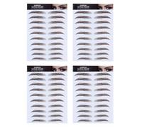 TOPPERFUN 4 Pièces Autocollants pour Sourcils 6d Effet Poils Marron, Tatouage Temporaire Imperméable en Feuille Transfert D'eau, Réutilisable Formes Arquées, Courbes Douces et Droites, pour