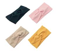 TOPPERFUN 4 pièces Bandeaux Élastiques Coton Accessoires de Yoga avec Nœud Vert Gingembre Beige et Rose