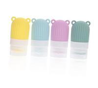 TOPPERFUN 4 pièces Bouteilles de Voyage Silicone Lot de Contenants Squeeze Réutilisables pour Vert Matcha Cerise Bleu Parfait pour Shampooing et Soins Toilettes
