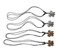 TOPPERFUN 4 pièces Collier Pendentif Tortue Résine Imitation Écaille Lot de Blanc et Marron Accessoires Créatifs pour Cadeaux et Style Européen-américain