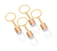 TOPPERFUN 4 Pièces Mini Glass Bottle Keychain Set With Screw Caps Transparent Wishing Perfume Containers For Travel Portable Essential Oil Pendant Glass And Alloy Accessories