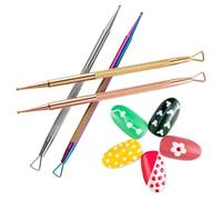 TOPPERFUN 4 pièces Set de Outils de Manucure Acier Inoxydable Double Embout Pousse-cuticules et Stylo à Points pour Nail Art Enlèvement Facile de Gel et Cuticules Adapté Manucure Pédicure