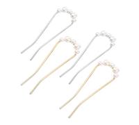 TOPPERFUN 4 pièces U Shape Pearl Hair Forks Elegant Alloy Hairpins For Women Headdress Simple Stylish Hair Accessories For Various Hairstyles And Colors