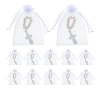 TOPPERFUN 40 Ensemble Chapelet Catholique Cadeau Bapteme Invite Mixte Bracelet Bois avec Sachet Dragees Communion Fille Garcon