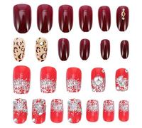 TOPPERFUN 48pièces Faux Ongles Décoratifs de Noël avec Capsules Autocollantes Stickers pour Ongles Capsules à Couverture Complète