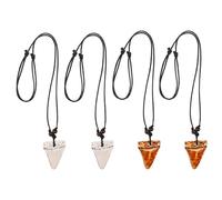 TOPPERFUN 4pièces Collier Dent Requin Homme Pendentif Os Bijou Plage Style Surfeur Ajustable Chaîne Cou