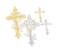 TOPPERFUN 4Pièces Patch Croix Thermocollant, Motif Croix Biblique, Applique Etoile sur Toute la Surface, Patch de Couture Gothique Médiéval en Polyester à Coudre