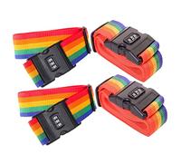 TOPPERFUN 4pièces Sangle de Valise avec Cadenas Sangle à Bagages Réglable et Boucle Colorée pour Sac de Voyage et Valises