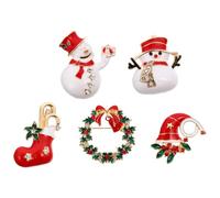 TOPPERFUN 5 Pièces Broche de Noël Broche Décorative en Alliage Motif Flocon de Neige et Bottes de Noël Style Simple et Mignon Couleur Aléatoire Style Plusieurs styles