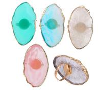 TOPPERFUN 5 Pièces Palette de Manucure Résine Agate Imitation Outil Mélangeur de Couleurs pour Nail Art Anneaux Réglables pour Salon et Usage Professionnel