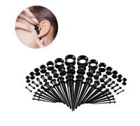 TOPPERFUN 50 Pièces Piercing de Oreille Écarteur Unisexe Bijoux pour Oreilles Plugs Noir