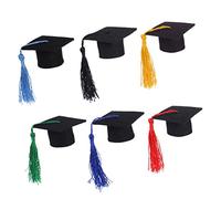 TOPPERFUN 5pièces Mini-Capsule Doctorale Couvre-Bouteille Doctorale Housse Bouchon De Bouteille De Vin De Vin à Pompon Lot de Noir