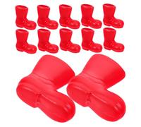TOPPERFUN 6 Paires Père Noël Maison Ornements Enfants Décor De Noël Tout Petit Table De Table Décorations Accessoires Figurine Scène Décoration des Bottes De Noël Rouge Plastique