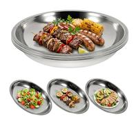 TOPPERFUN 6 PCS Assiettes Creuses Inox, Saladier en Acier Inoxydable Argent 18CM, Plat Alimentaire Rond pour Soupe et Salade, Deep Metal Bowl for Camping, Picnic, BBQ, Family Reunion and Party Recepti