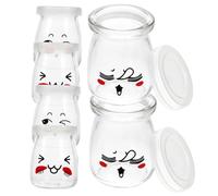 TOPPERFUN 6 pièces Bocaux Verre avec Large Ouverture pour Confiture Yaourt Pudding Bouteilles Alimentaires Réutilisables avec Sceau Hermétique Faciles à Nettoyer Usage Multiple pour