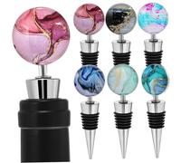 TOPPERFUN 6 pièces Bouchons de Bouteille de Vin Alliage Design Conique Étanche Maintien Hermétique pour Vin et Blanc Accessoires Élégants pour et