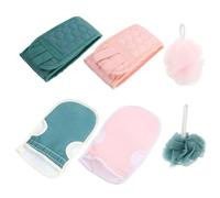 TOPPERFUN 6 pièces Set de Lingettes Exfoliantes et Boule Filet avec Grattoir Dos pour Nettoyage Doux et Massage Corporel pour Peau Sensible et Zones Difficiles Accès