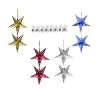 TOPPERFUN 8 pièces Décorations Lumineuses Suspendues Lot de Or Bleu et Rouge avec Piles Miniatures Accessoires de Décoration pour et Intérieurs