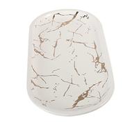 TOPPERFUN Assiette En Porcelaine à Motif Marbre Blanc Petit Format, Plat Ovale En Céramique, Vaisselle Maison Pour Déjeuner, Service Élégant Pour Sushi Et Desserts