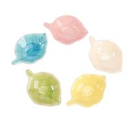 TOPPERFUN Assiettes en Céramique pour Huiles Essentielles Forme Feuille Lot de 5 Lisse, Décoratives, pour Spa et Salle de Bain