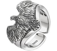 TOPPERFUN Bague Aigle Rétro pour Hommes en Cuivre Argenté, Design Réglable Surface Intérieure Lisse, Port Quotidien ou Cérémonies