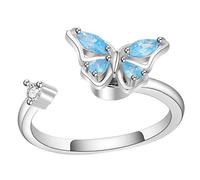 TOPPERFUN Bague Rotative Ouverte Réglable En Alliage Blanc Platine, Bague Esthétique Pour Femmes Et Adolescentes, Anneau Unique Élégant Pour Fête Et Quotidien