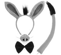 TOPPERFUN Bandeau Accessoires De Costume D’âne 4 Pièces Ensemble Taille Unique Matériau Doux Pour Peau Accessoire Queue D’âne Nœud Nez Décor Plaisirs Fêtes Déguisement Halloween