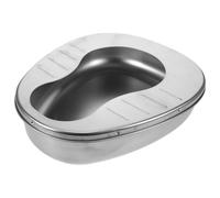 TOPPERFUN Bassin de Lit en Acier Inoxydable 1 Pièce sans Couvercle Grosse Capacité pour Adultes Alités Bassin Portable pour Femmes et Hommes Âgés Urinoir Hygiénique Soins à Domicile et