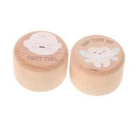 TOPPERFUN Boîte à Dents en Bois Ronde 2pcs pour Garçon et Filles Garçons, Organiser et Conserver les Dents de Lait, pour Baby Shower