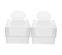 TOPPERFUN Boîte à Lingettes Pour Bébé Transparente Carrée 2 Pièces, Rangement Pour Serviettes De Toilette, Couvercle à Charnière, Format Compact Portable, Usage Bureau Et Voyage