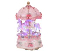 TOPPERFUN Boîte à Musique Carrousel Cheval en Résine Vintage avec Mécanisme à Remontoir, Lumière LED, Mélodies Classiques Relaxantes pour Décoration Noël et Maison