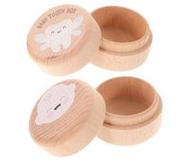 TOPPERFUN Boîte à Souvenirs en Bois 2pcs pour Bébé Garçon et Fille, Ronde, pour Organiser et Conserver Dents de Lait Lors Baby Shower