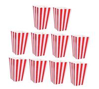 TOPPERFUN Boîtes à Pop-corn Rayées Rouges 10 Pièces En Papier Imprimé Récipients Pour Fête Cinéma Anniversaire Présents
