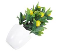 TOPPERFUN Bonsaï Citronnier Artificiel en Pot Mini Faux Mini Citronnier Décoratif Jaune Plante Artificielle pour Bureau et Salon Décoration Intérieure Réaliste Entretien