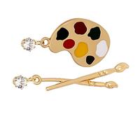 TOPPERFUN Boucles D’Oreilles Pendantes Artistiques Pinceau et Palette Design Asymétrique Vintage Légères et Originales Accessoires Mode pour Femme Présent pour Étudiantes en Art et