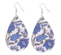 TOPPERFUN Boucles D’oreilles Pendantes Goutte D’eau Bleu, Boucles D’oreilles Bohèmes Femme, Pu Effet Cuir Double Face, Légères pour Usage Quotidien et Soirée